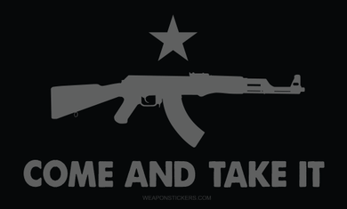 Come and Take It Flag Sticker<br>(Black & Gray) AK47