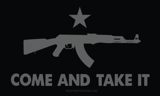 Come and Take It Flag Sticker<br>(Black & Gray) AK47