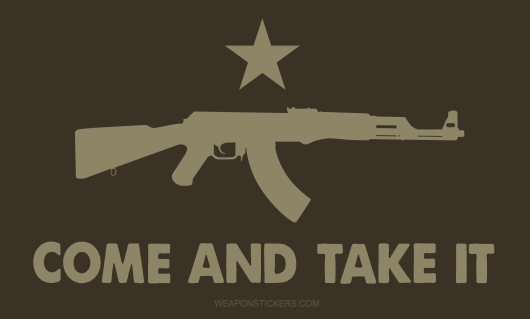 Come and Take It Flag Sticker<br>(Brown & Tan) AK47