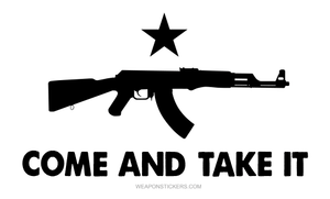 Come and Take It Flag Sticker<br>(White & Black) AK47
