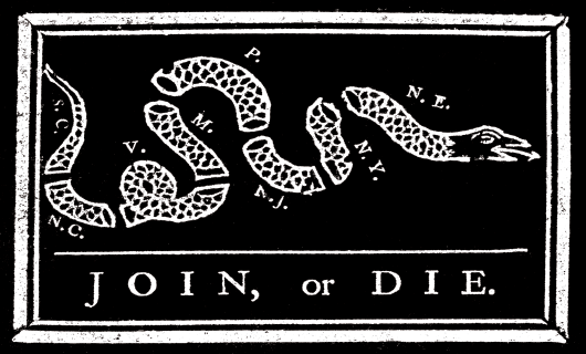 Join or Die in Black and White Sticker by Sterling