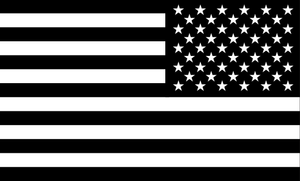 American Flag Sticker<br>(Black & White) REV